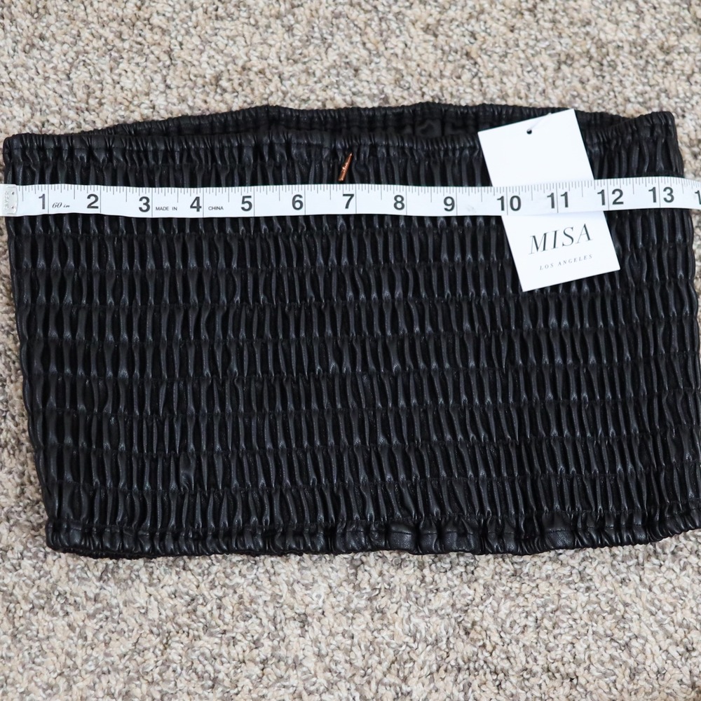 MISA Los Angeles Kasta Pants Joggers Tube Top Set Women M Black Faux Leather NWT - Picture 14 of 15